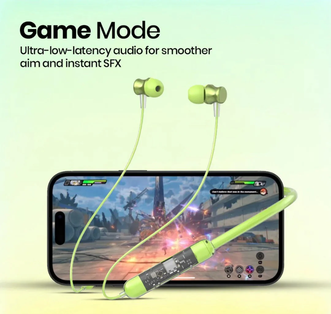 🎧🎵 Transparent Bluetooth Neckband 💚 | 72H Battery Life 🔋 |HD Voice | Deep Bass🔋✨ - Image 2