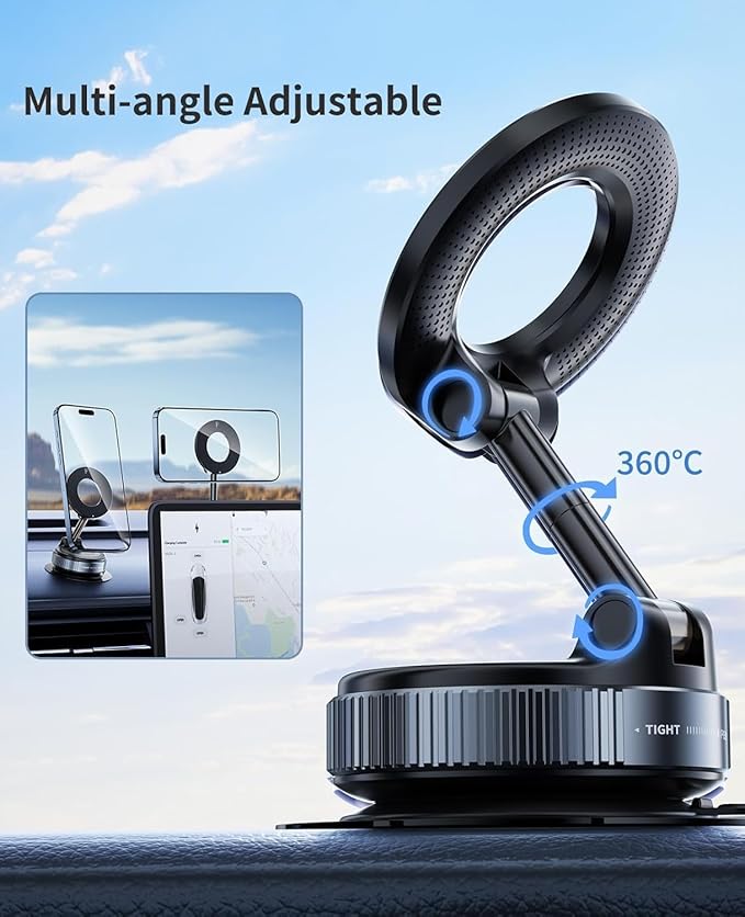 360° Magnetic Vacuum Suction Phone Mount with Strong Grip - Image 3