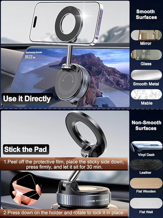 360° Magnetic Vacuum Suction Phone Mount with Strong Grip - Image 8